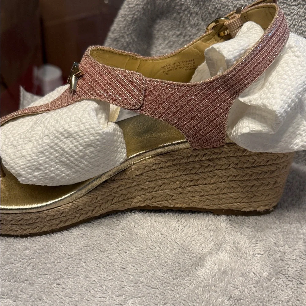 Michael Kors Pink and Gold Wedge Sandals